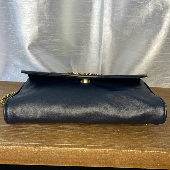 Vanessa Navy Quilted Braided Foldover Shoulder Bag - Picture 3 of 9